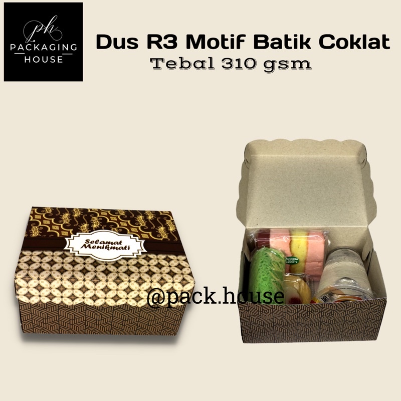 

Dus Motif R3 Tebal 310 gsm | Dus Snack hajatan |Dus jajanan pasar |Dus unik | Dus kekinian