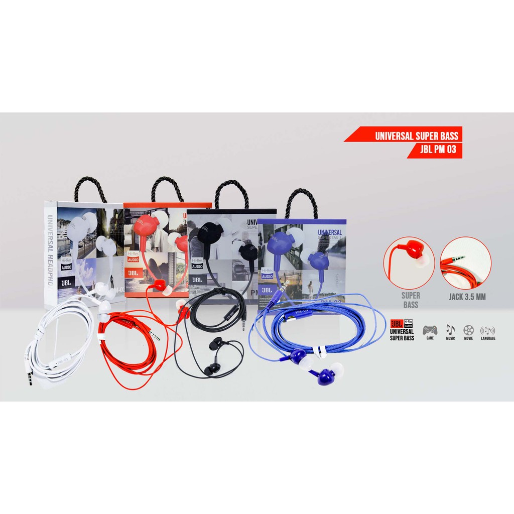 Headset Handsfree Jbl PM 03 stereo Earphone