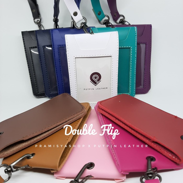 

Id Card - Id Card Holder / Name Tag Tipe Double - Faux Leather / Kulit