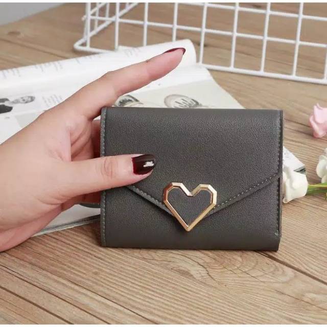 SC✌ DL065 Dompet Wanita kartu koin Mini LOVE Fashion Wanita Kekinian Dompet Wanita Murah Import-2