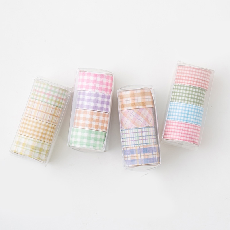 4 Rolls Vintage Stripe Masking Tape Sticker Simple Deco Washi Tape