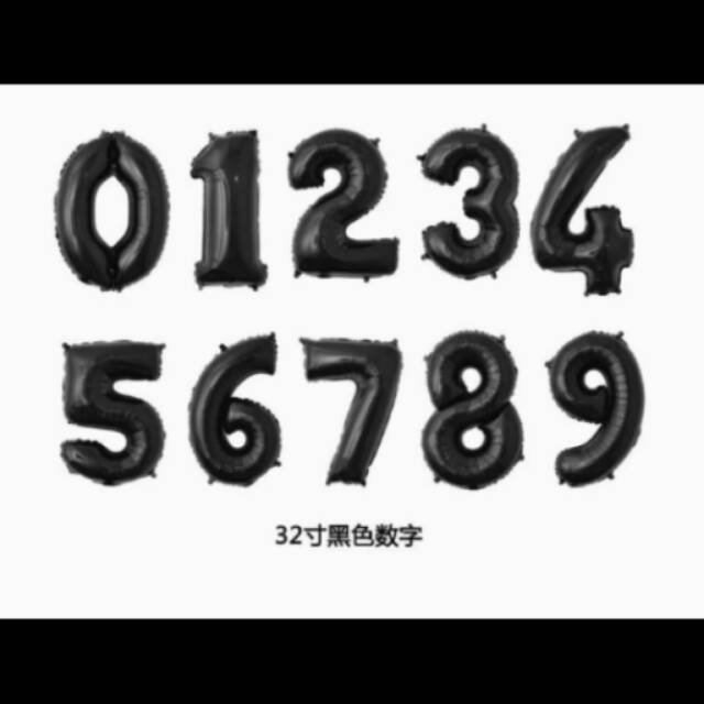 Balon angka warna hitam 40cm