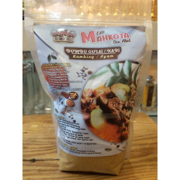 

Bumbu bubuk Gulai Ayam dan Kambing 250gr "MAHKOTA" ibu abet
