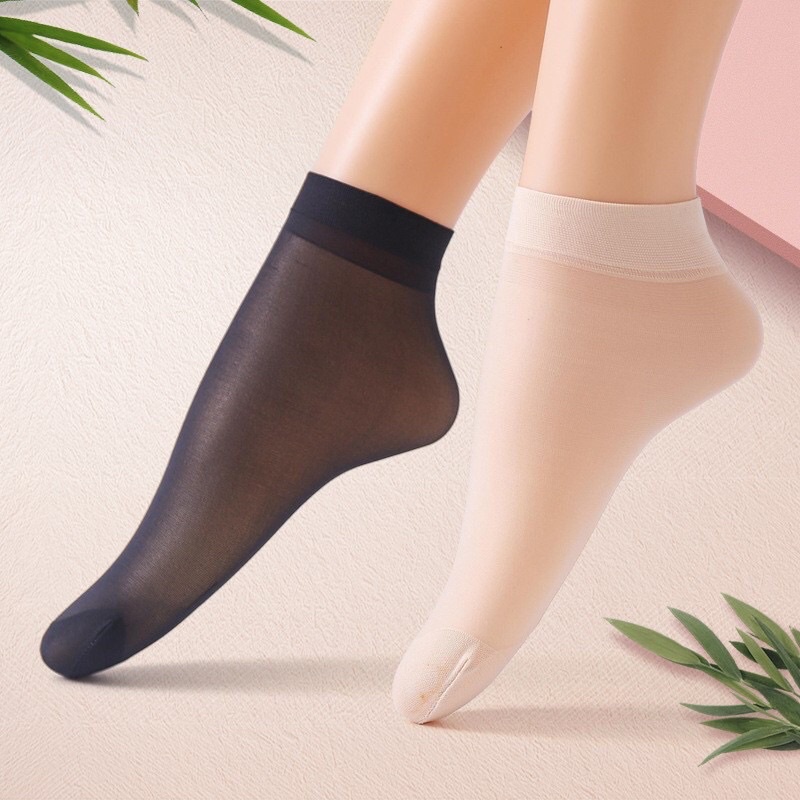 Stocking Pendek Wanita Kaos Kaki Stoking Tipis Transparan warna kulit