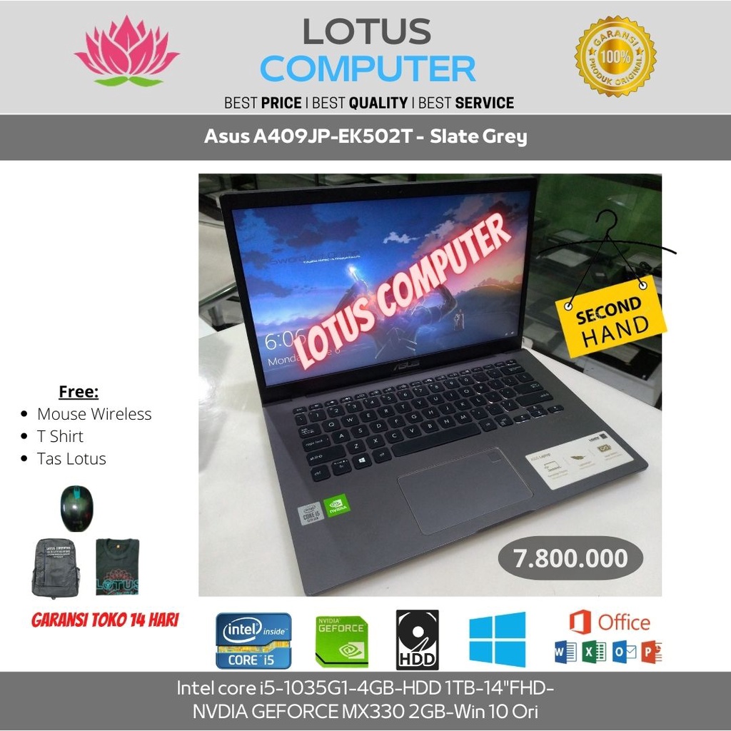 Asus A409JP-EK502T/i5-1035G1/4GB/1TB/ MX330/14" FHD/Win 10/Gray