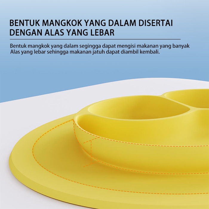 [1KG 8PCS]  Babyland Piring Silikon Bayi Anti Pecah Anti Tumpah Anti Slip Sekat 3 BPA Free