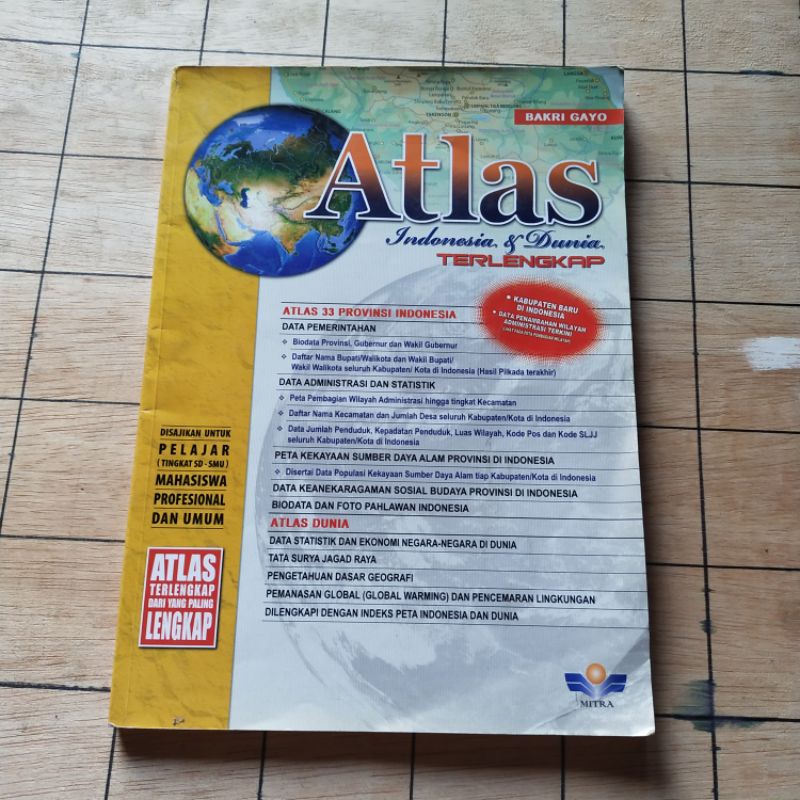 Buku Ori ATLAS Indonesia & Dunia Terlengkap 33 Provinsi Indonesia , Data Statistik & Ekonomi Negara²