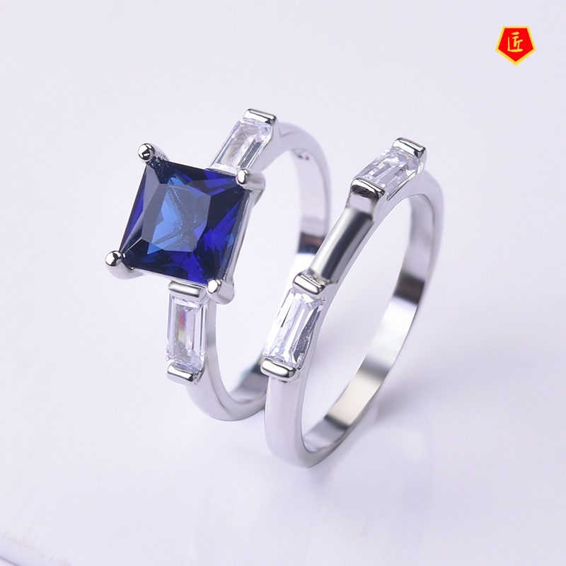 [Ready Stock]Inlaid Colored Gemstone Ring Set