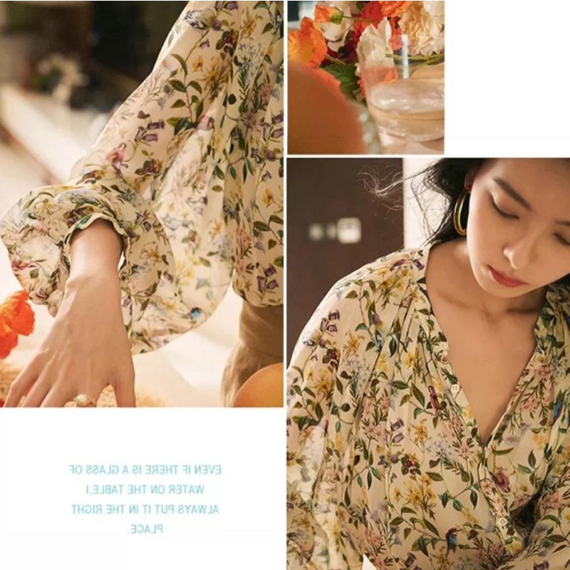 MDLV ~ 8562 Terra Floral Shirt Atasan Blouse Kemeja Bunga Fashion Import