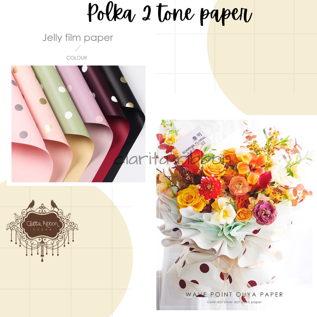 Ketas Buket Twotone Polka Cellophane Paper Polkadot