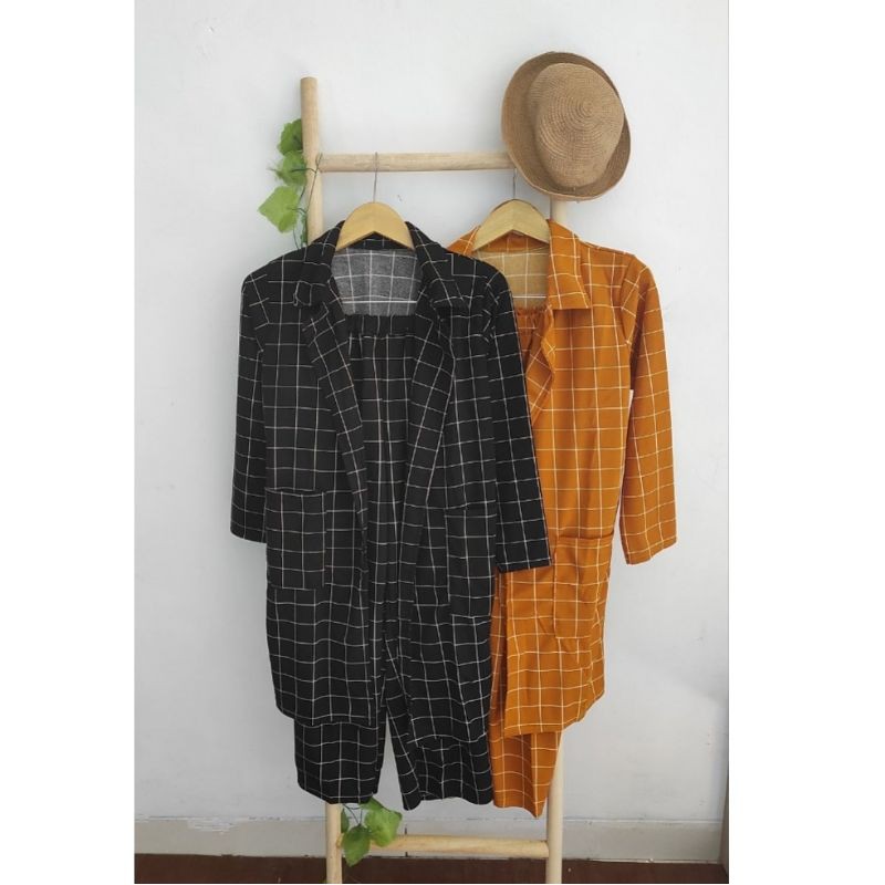 COD free kalung Mina square blazer set / blazer kotak / setelan blazer kotak / blazer kotak murah