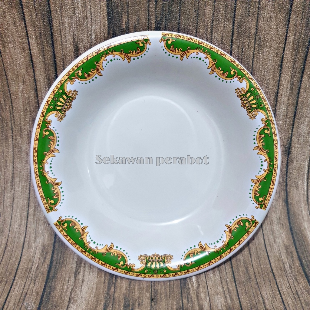 PESMONI 9 INCH PIRING MAKAN MAHKOTA HIJAU PIRING KERAMIK PIRING BESAR