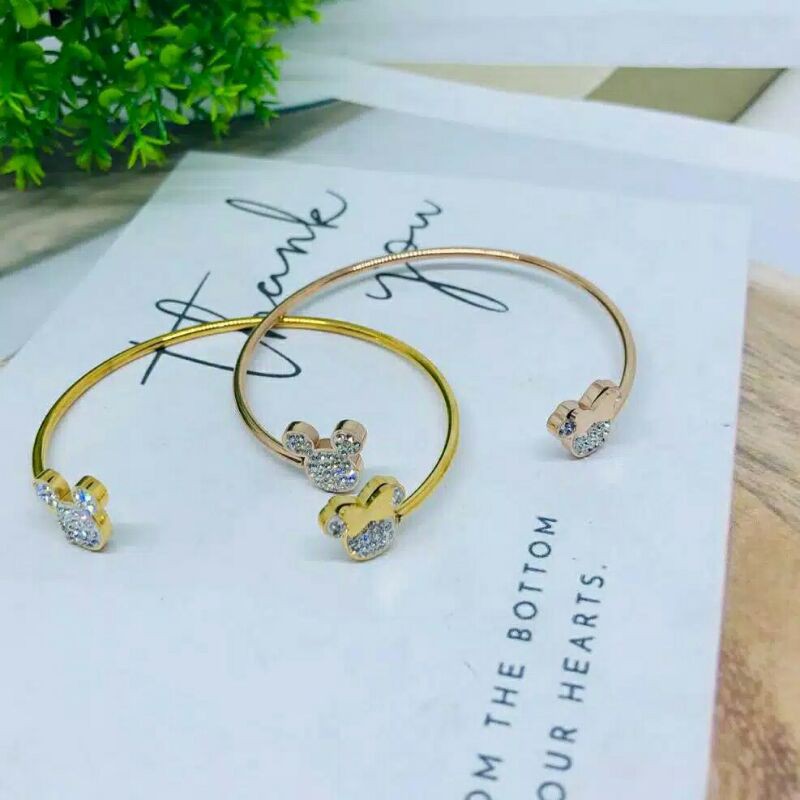 QQ Gelang Bangle Aksen mickey Mini Titanium#GB-MM
