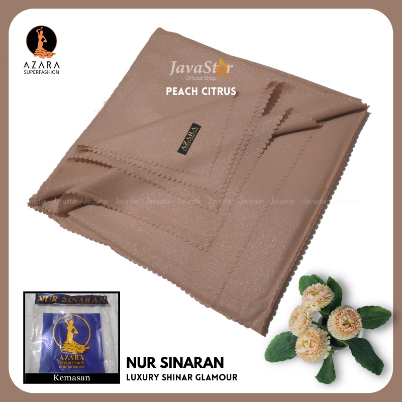 (GROSIR COD) Jilbab Azara luxury NUR sinar glamour Laser Cut kerudung hijab segiempat glowing-Peach Citrus