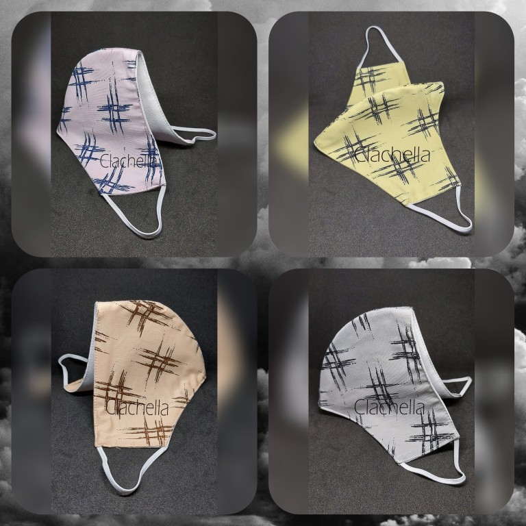 Clachella Masker Kain Motif Abstrak, Masker Kain 3 Lapis, Masker Earloop
