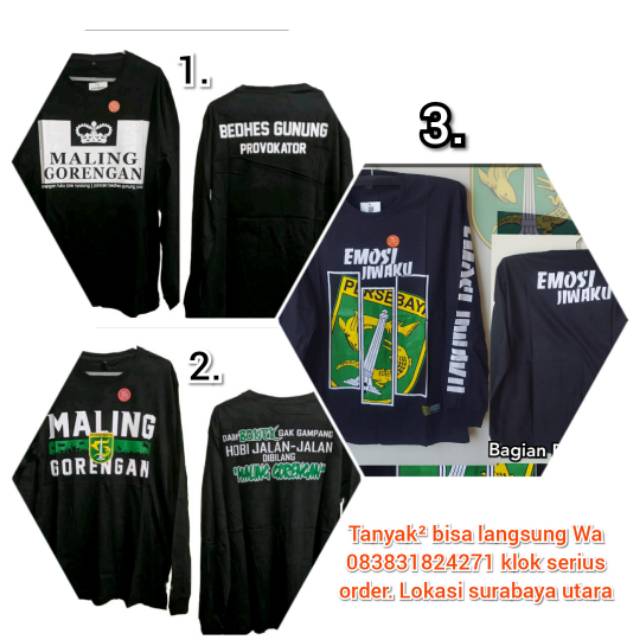 Kaos Bonek Persebaya Lengan Panjang