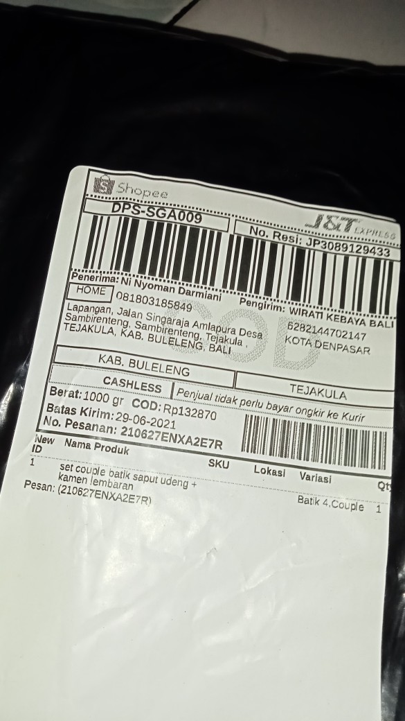 Set Couple Batik Saput Udeng + Kamen Lembaran