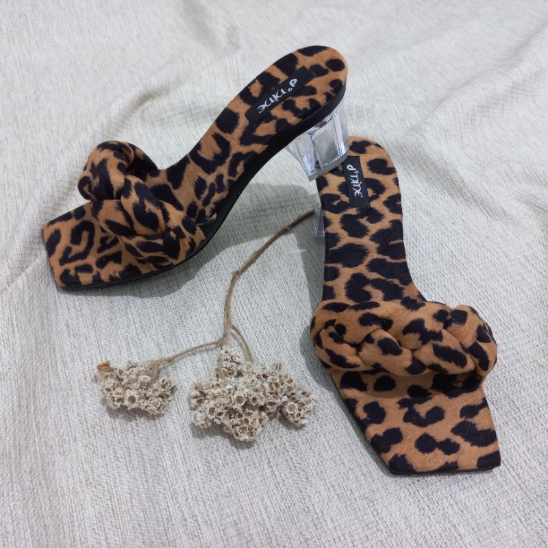 d'nine KS 13 Sandal Wanita hak kaca 5cm motif