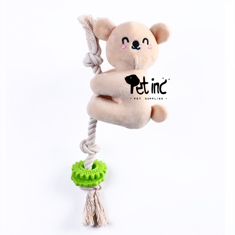 Big size Hanging rope buddy  squeaky rope and rubber toy