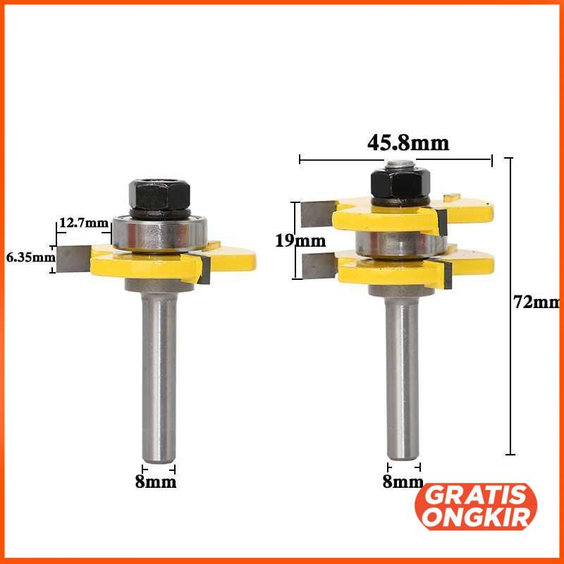 Mata Bor Drill Bit Tongue &amp; Groove Joint Assembly 8mm 2 PCS - C3