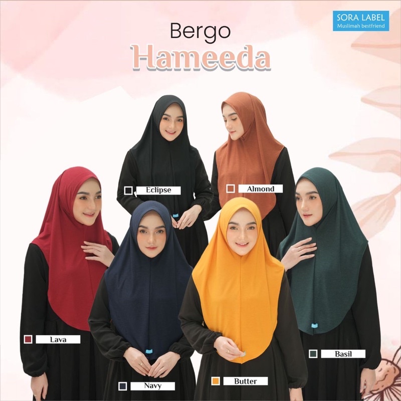 BERGO HAMEEDA SORALABEL | HIJAB INSTAN JERSEY MURAH | KERUDUNG OLAHRAGA