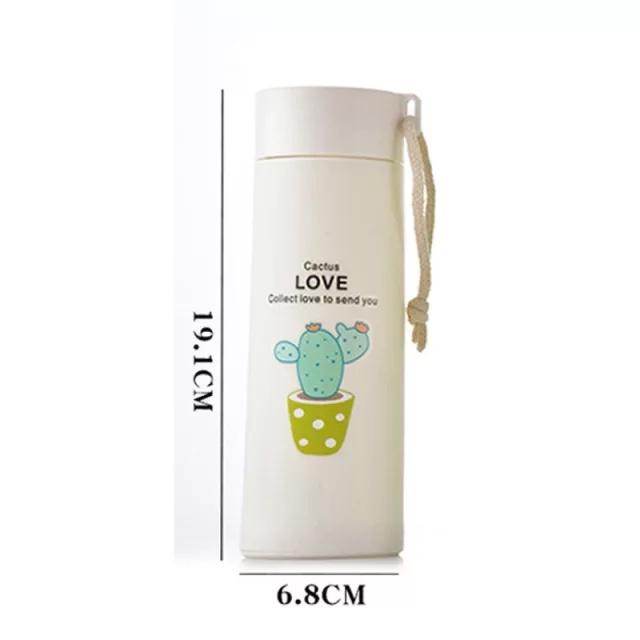 Botol Minum Kaca unix Motif Tanaman Kaktus Animal Karakter Binatang Lucu Botol Minum Tumbler Termos Anak