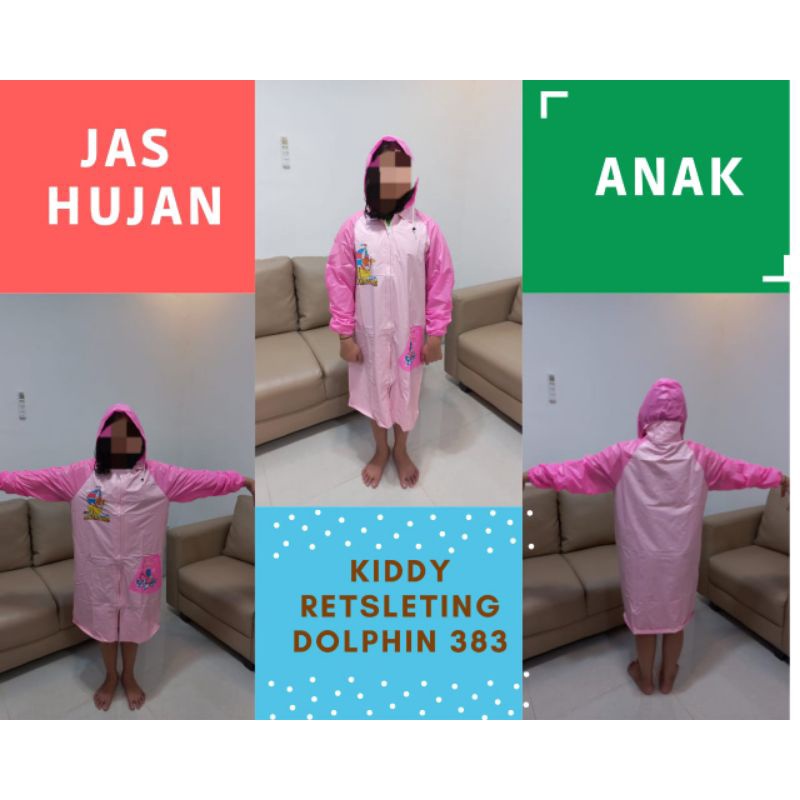 Jas Hujan Anak Raincoat Kiddy Retsleting Dolphin 383 / Terusan Anak Remaja Murah Laris Terlaris Laku