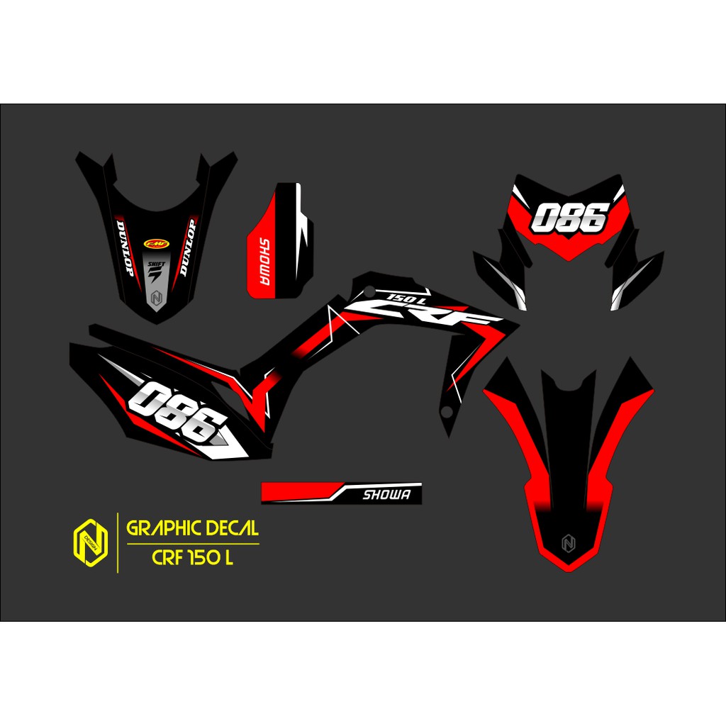 DECAL STICKER CRF 150L - DEKAL STIKER CRF 150L MERAH HITAM