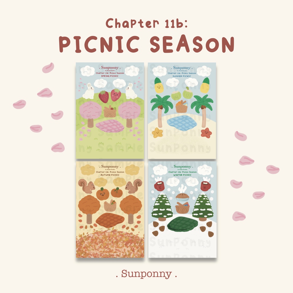 

SUNPONNY Picnic Season Sticker Sheet / Stiker Kiss Cut