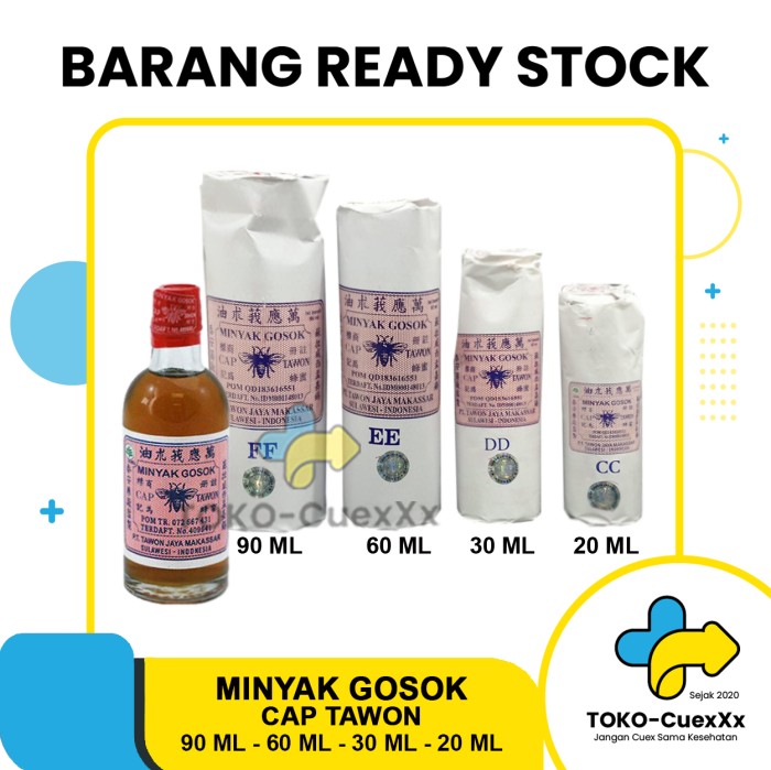 Jual MINYAK GOSOK CAP TAWON ASLI MAKASAR FF 90 ML-EE 60 ML-DD 30 ML-CC ...