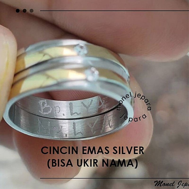 CINCIN COUPLE EMAS SILVER UKIR NAMA HARGA TERJANGKAU