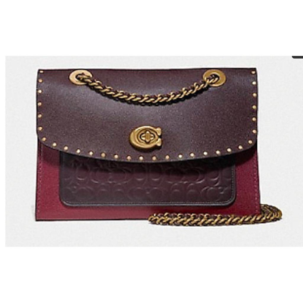 tas coach parker signature leather rivets oxblood multi 53344