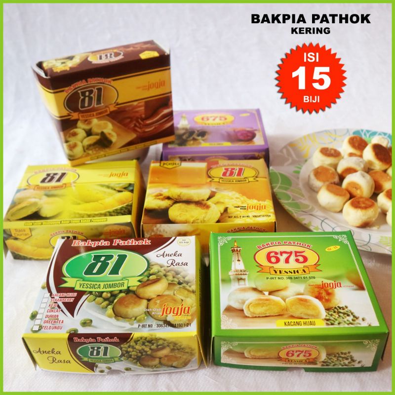 BAKPIA PATHOK YESSICA isi 15 Asli Jogja Kering, Kacang Hijau, Keju, Coklat, Durian, Telo Ungu, Aneka Rasa