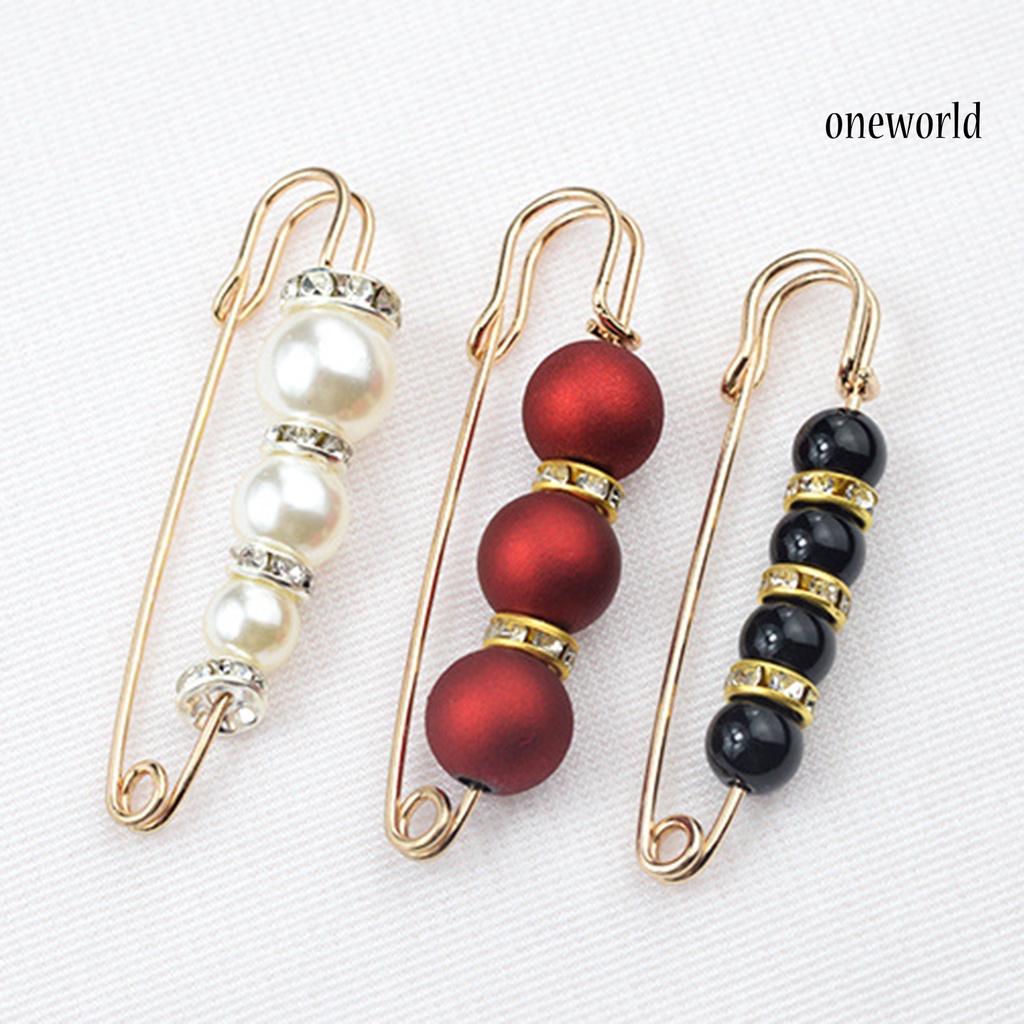 OW@ Safety Brooch Fine Workmanship Prevent Exposure Attractive Faux Pearl Women Safety Pin for Jewelry Craft