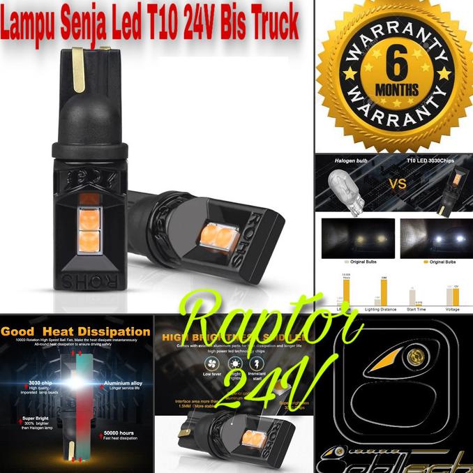 Cantik Lampu Senja Led T10 24V Raptor Bis Truck - Putih Trendi