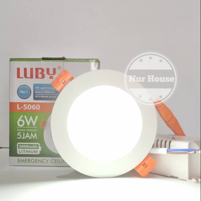 lampu downlight led luby plus emergency 6 watt L-5060 emergency panel led