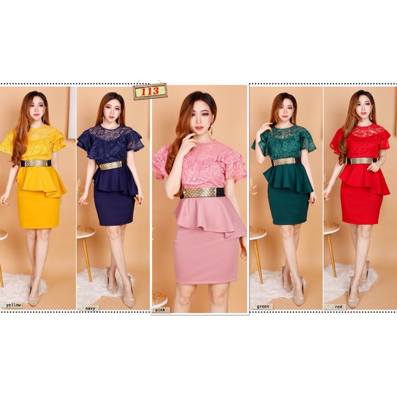 Kathryn collection # 113,  dres span scuba import premium kombinasi brukat gliter free belt