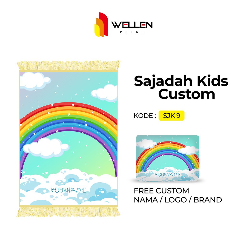 WELLEN PRINT - Sajadah custom print nama / cetak sajadah dan pouch ukuran kecil untuk anak-SJK 9
