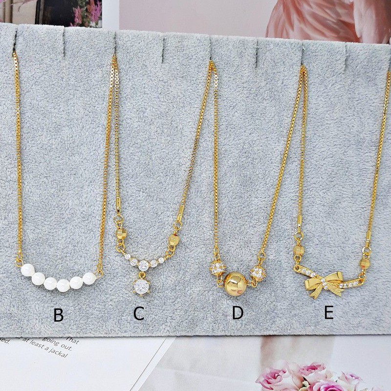 Kalung Xuping Wanita Dewasa Layer Mutiara Daun Koye Love Koin Gold Lapis Emas - BN198