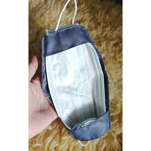 masker/cover masker  kain 2 lapis (tanpa tali) untuk tempat masker medis