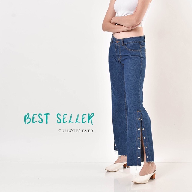 SEVINS- Highwaist kulot jeans kancing/kulot wanita
