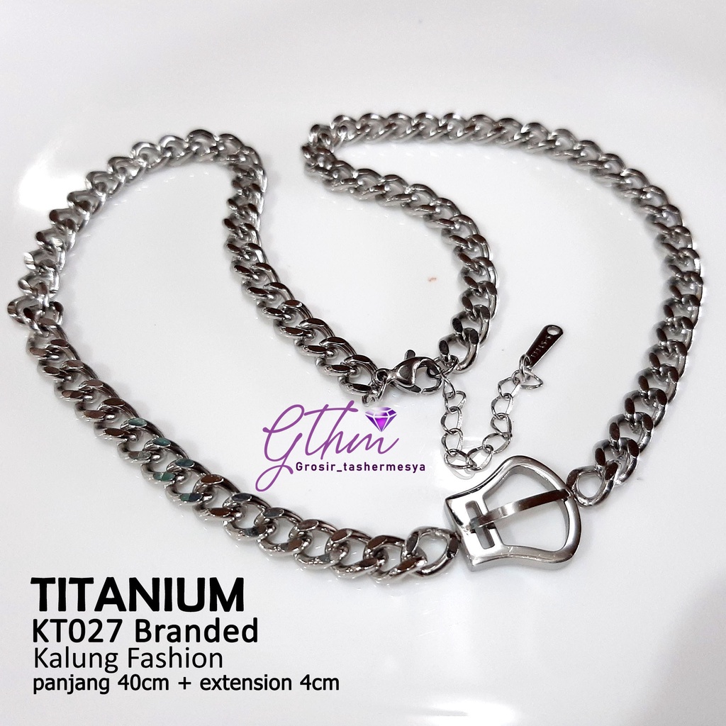 kalung titanium wanita SF kt027 gesper Kelly branded style perhiasan imitasi pengganti emas asli keren banget