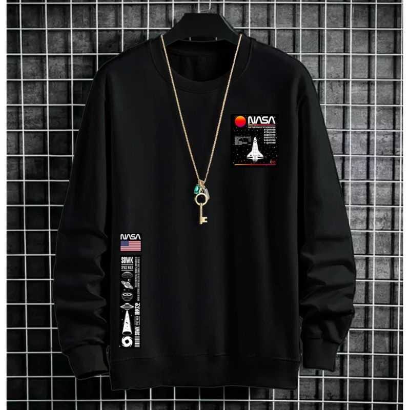 (SIAP KIRIM) Sweater Crewneck NASA Pria dan Wanita Terkini | Sweater Bahan Fleece Tebal | Bisa Bayar