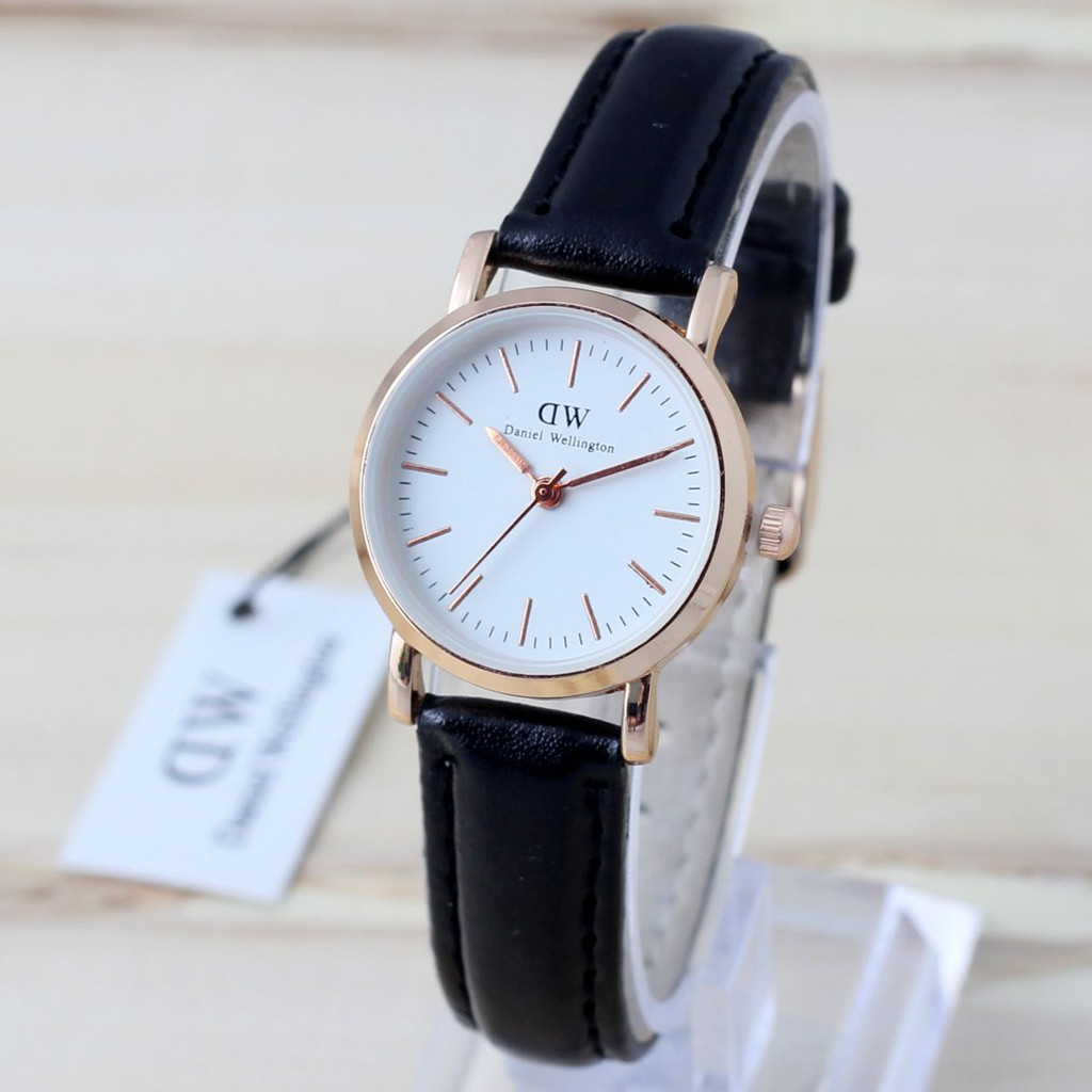 Cod ( Bayar Tujuan ) Jam Tangan Pria/Wanita Dwe Classic Rose White Kulit Analog / Ready 2 Warna