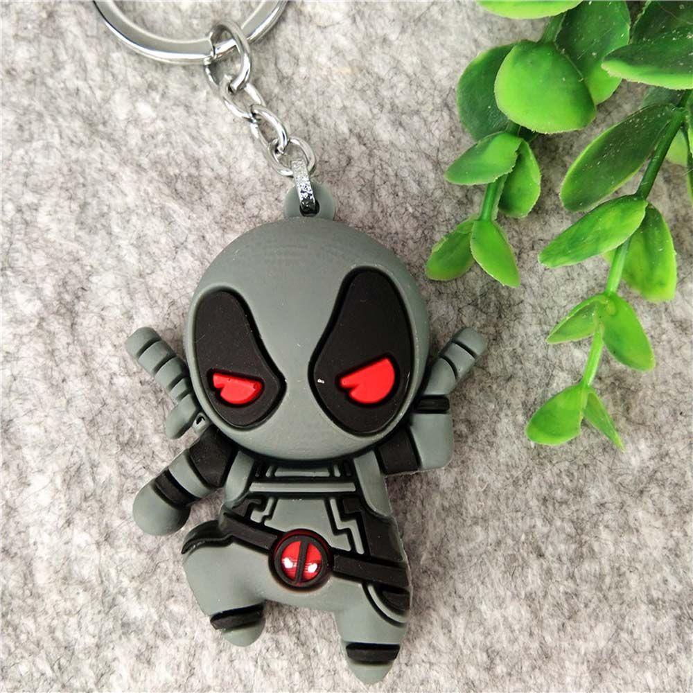 AUGUSTINA Deadpool Gantungan Kunci Deadpool Kartun Anak Hadiah Animasi Peripheral Anime Mainan Spider Man Action Figure Tree Man Key Ring