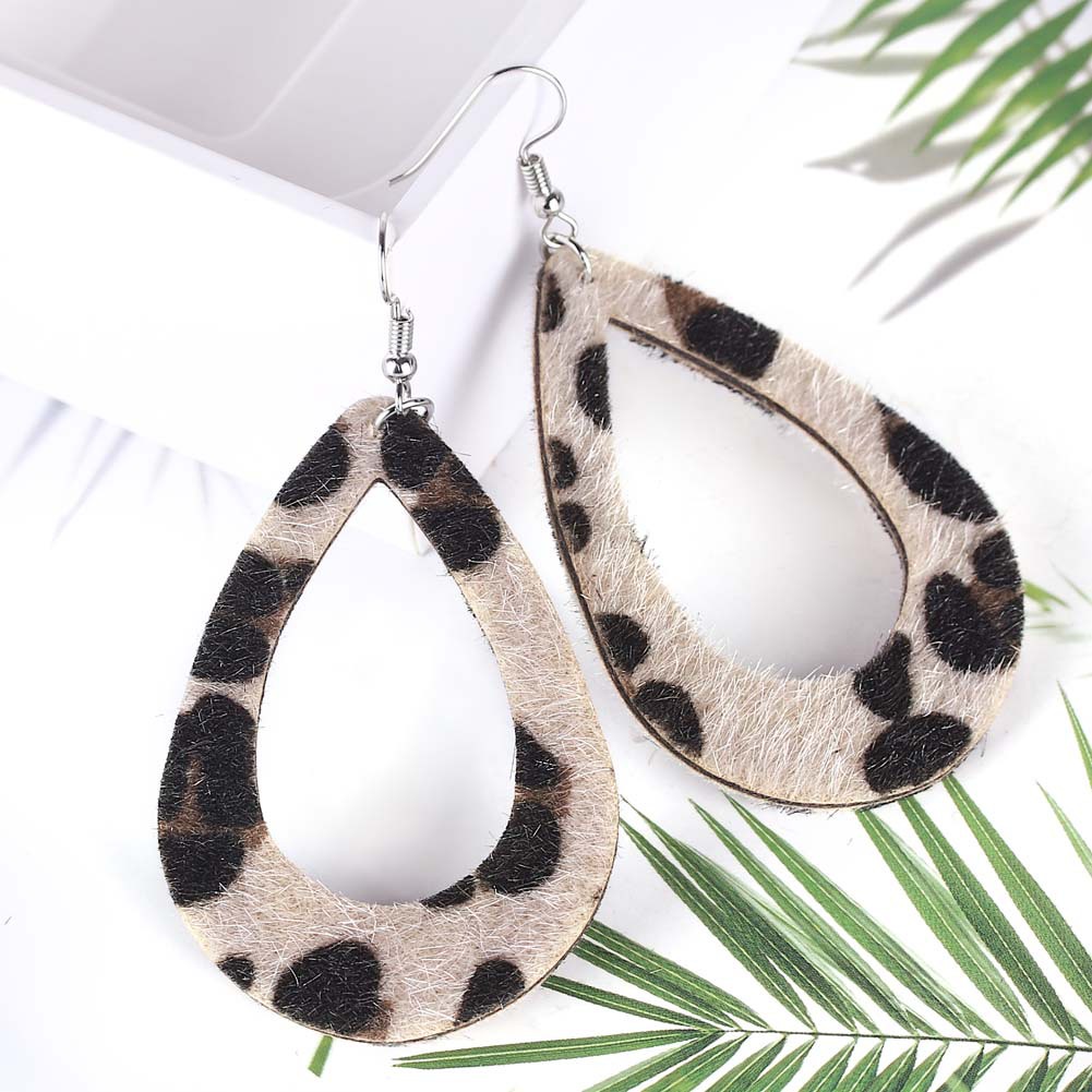 Hu Hu Hu Hu Hu Alat Bantu Pasang Kacamata♡ Anting Kait Gantung Wanita Bahan Kulit Imitasi Desain Print Leopardpolkadot Hollow Untuk Hadiah