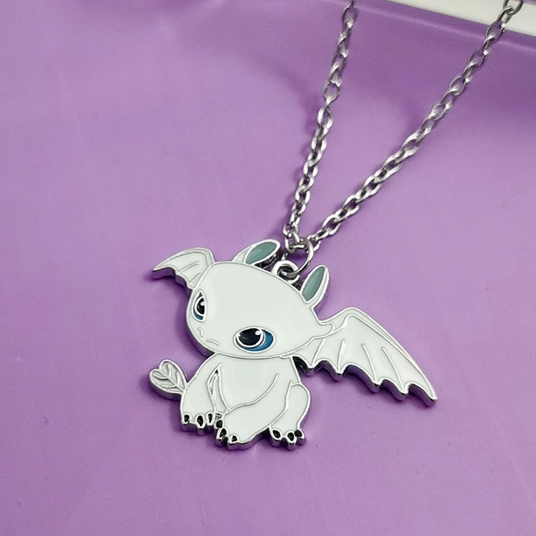 Black and White Dragon Couple Necklace for Men and Women Cartoon Buddy Pendant