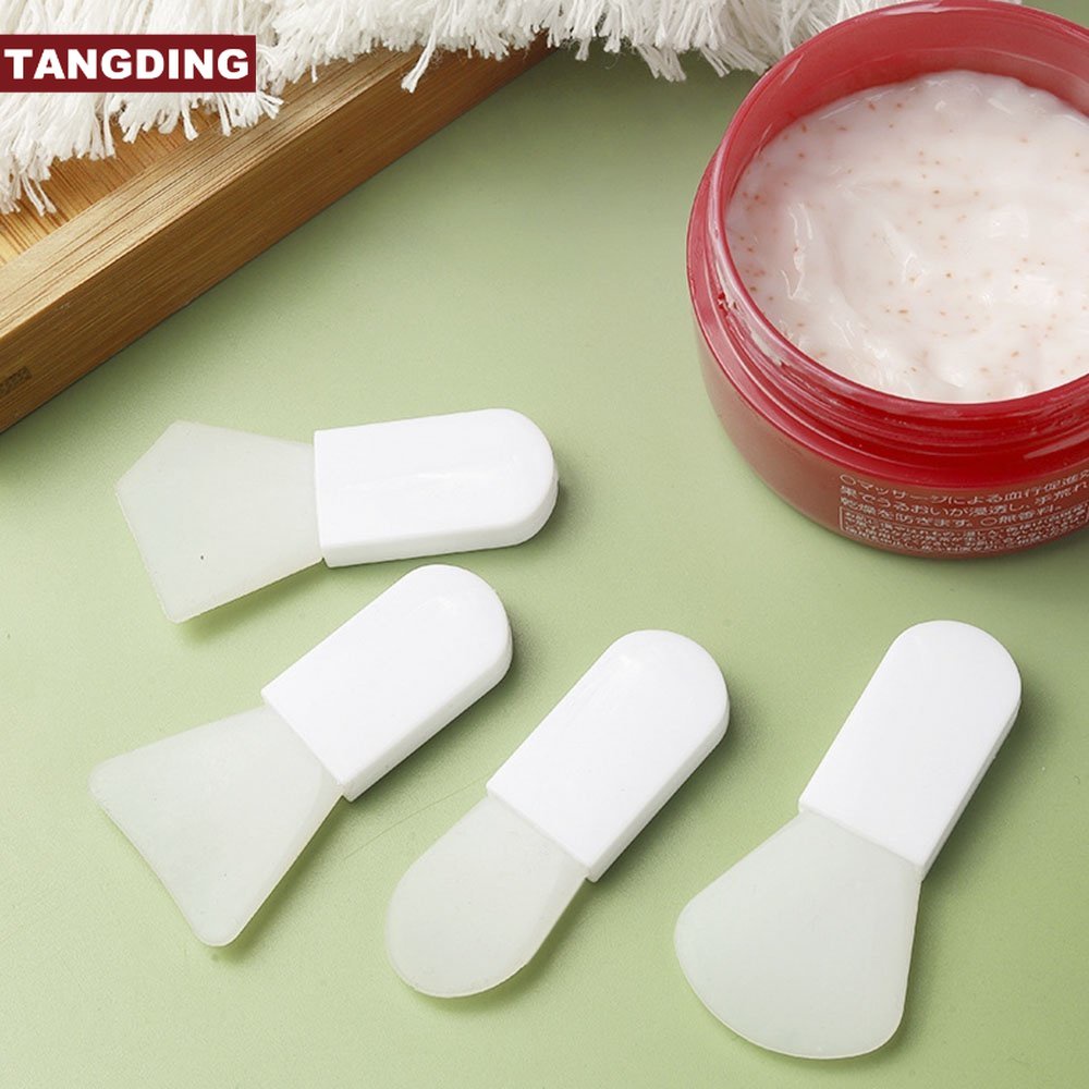 【COD Tangding】4pcs / Set Brush Silikon Mini Gagang Pendek Warna Putih Untuk Masker Lumpur