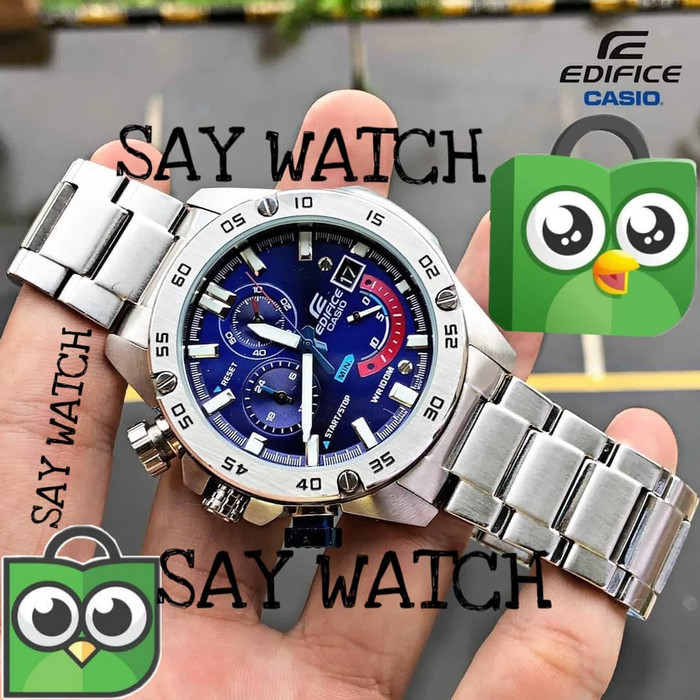 Jam Tangan Pria Casio Edifice EFR-558 D-2AV Silver Blue Original BM