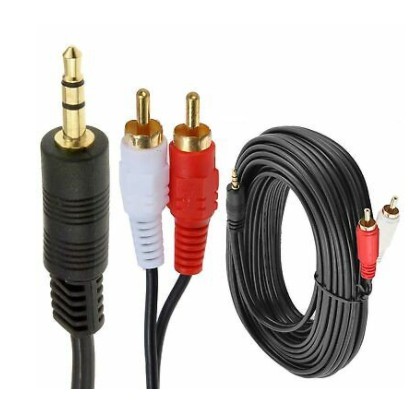 Kabel jack aux 3.5mm To Rca 2 gold plated 15m standard - Cable audio 3.5 to av video rca2 15 meter